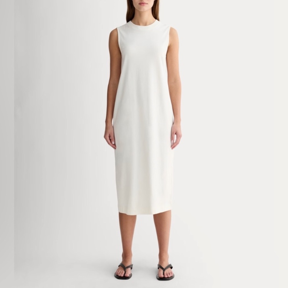 NWT The Organic Cotton Weekend Tank Dress Bone Cream Medium